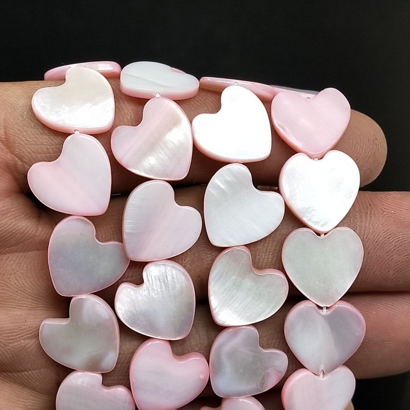 Madreperla Tonalità Rosa Perline Forma Cuore Piatto Liscio Foro Laterale 12x13mm