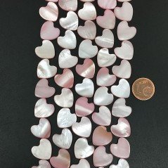 Madreperla Tonalità Rosa Perline Forma Cuore Piatto Liscio Foro Laterale 12x13mm