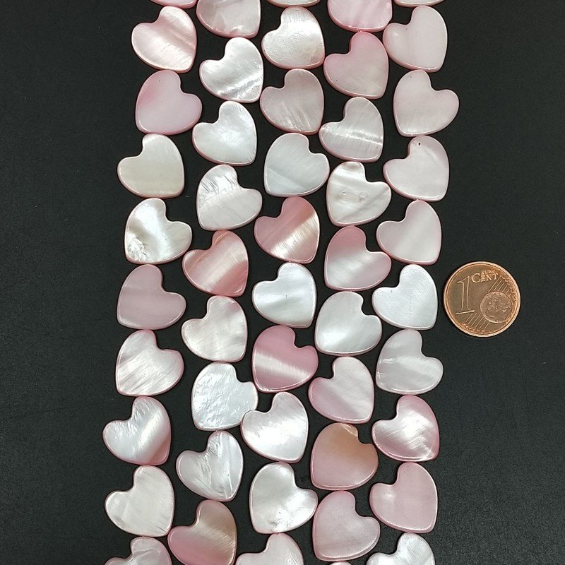 Madreperla Tonalità Rosa Perline Forma Cuore Piatto Liscio Foro Laterale 12x13mm
