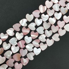 Madreperla Tonalità Rosa Perline Forma Cuore Piatto Liscio Foro Laterale 12x13mm