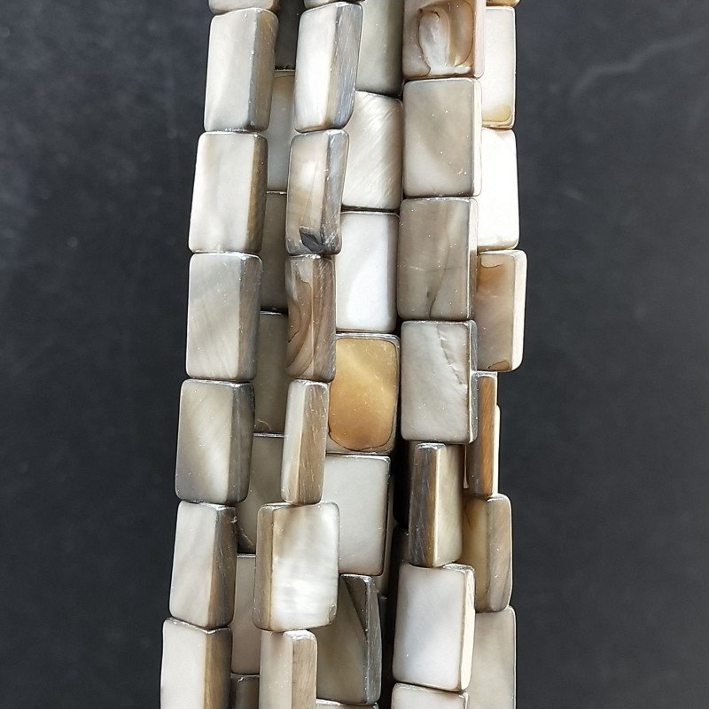 Madreperla Tonalità Grigia Perline Forma Rettangolare Piatto Liscio Foro Passante 08x13mm