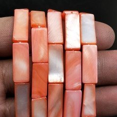 Madreperla Tonalità Pesca Perline Forma Rettangolare Piatto Liscio Foro Passante 07-08x16-20mm