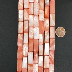 Madreperla Tonalità Pesca Perline Forma Rettangolare Piatto Liscio Foro Passante 07-08x16-20mm
