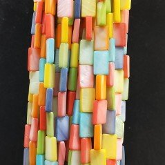 Madreperla Tonalità Multicolore Perline Forma Rettangolare Piatto Liscio Foro Passante 08x13mm