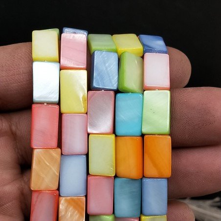 Madreperla Tonalità Multicolore Perline Forma Rettangolare Piatto Liscio Foro Passante 08x13mm