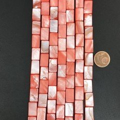 Madreperla Tonalità Corallo Perline Forma Rettangolare Piatto Liscio Foro Passante 06-7x12-13mm