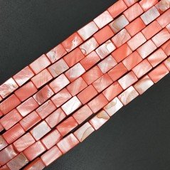 Madreperla Tonalità Corallo Perline Forma Rettangolare Piatto Liscio Foro Passante 06-7x12-13mm