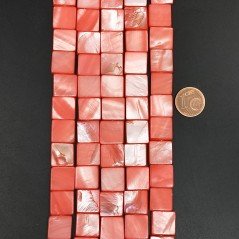 Madreperla Tonalità Corallo Perline Forma Quadrato Piatto Liscio Foro Passante 12mm