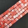 Madreperla Tonalità Corallo Perline Forma Quadrato Piatto Liscio Foro Passante 12mm