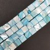 Madreperla Tonalità Azzurra Perline Forma Quadrato Piatto Liscio Foro Passante 15mm