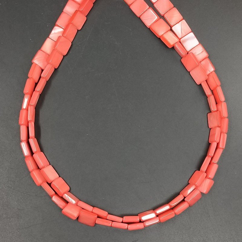Madreperla Tonalità Corallo Perline Forma Quadrato Piatto Liscio Foro Passante 09mm