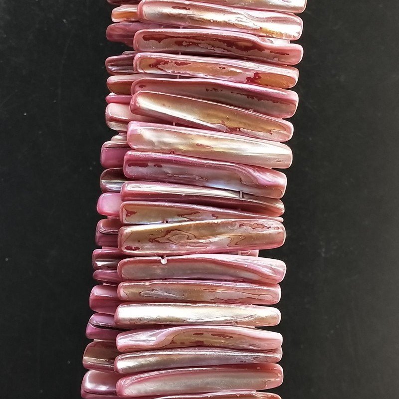 Madreperla Tonalità Viola Perline Forma Tubetti Irregolari Lisci Foro Laterale 44mm