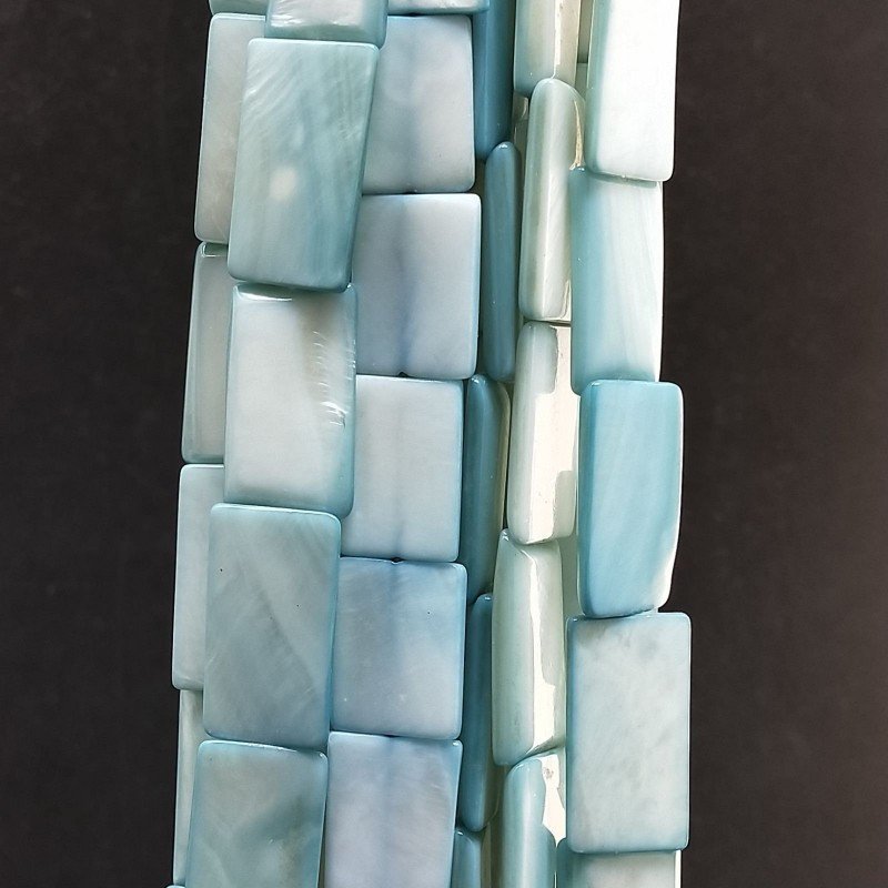 Madreperla Tonalità Azzurra Perline Forma Rettangolare Piatto Liscio Foro Passante 12x22mm