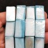 Madreperla Tonalità Azzurra Perline Forma Rettangolare Piatto Liscio Foro Passante 12x22mm