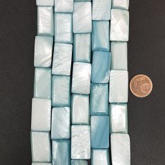 Madreperla Tonalità Azzurra Perline Forma Rettangolare Piatto Liscio Foro Passante 12x22mm