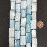Madreperla Tonalità Azzurra Perline Forma Rettangolare Piatto Liscio Foro Passante 12x22mm