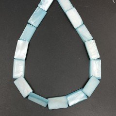 Madreperla Tonalità Azzurra Perline Forma Rettangolare Piatto Liscio Foro Passante 12x22mm