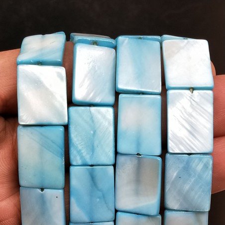 Madreperla Tonalità Azzurra Perline Forma Rettangolare Piatto Liscio Foro Passante 13x18mm