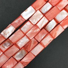 Madreperla Tonalità Corallo Perline Forma Rettangolare Piatto Liscio Foro Passante 12-13x22-23mm