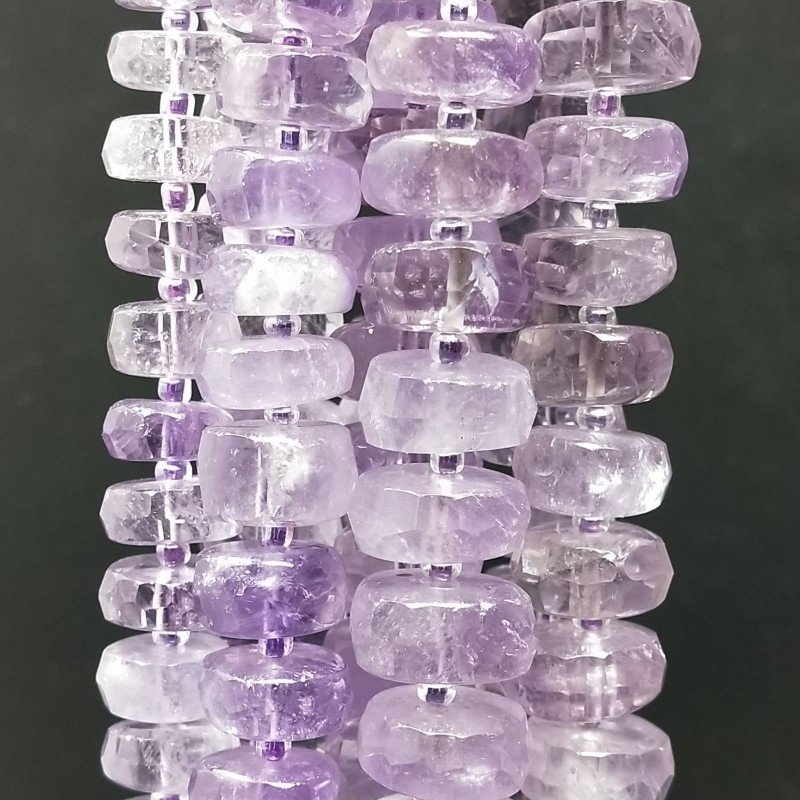 Ametista Rosa di Francia Naturale in Perline Forma Rondelle Sfaccettato Foro Passante 11-14mm