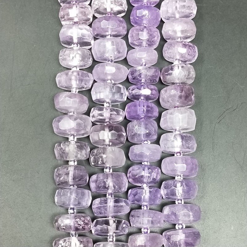 Ametista Rosa di Francia Naturale in Perline Forma Rondelle Sfaccettato Foro Passante 11-14mm