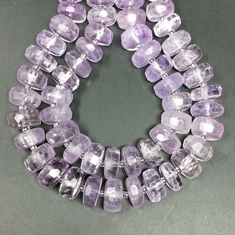 Ametista Rosa di Francia Naturale in Perline Forma Rondelle Sfaccettato Foro Passante 11-14mm