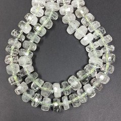 Ametista Verde (Prasiolite) Naturale in Perline Forma Rondelle Sfaccettato Foro Passante 11-13mm