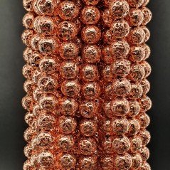 Pietra Lavica Placcato Rosato Perline Forma Tondo Grezzo Liscio 08mm