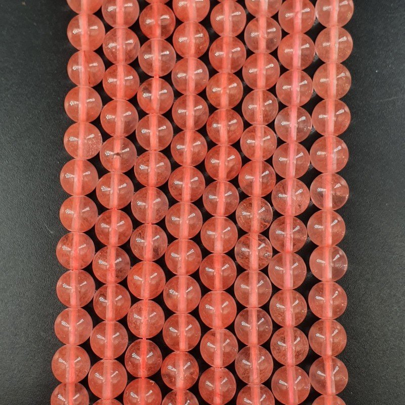 Quarzo Cherry Perline Forma Tondo Liscio 08mm