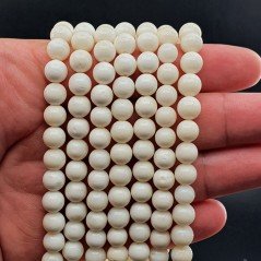 Corallo Beige Perline Forma Tondo Liscio 07mm