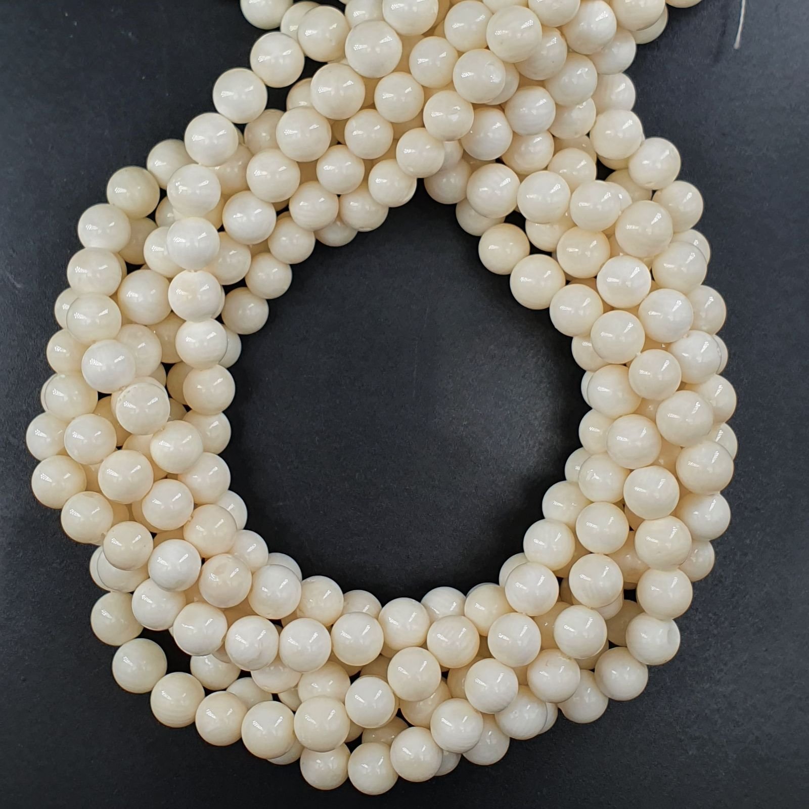 Corallo Beige Perline Forma Tondo Liscio 07mm