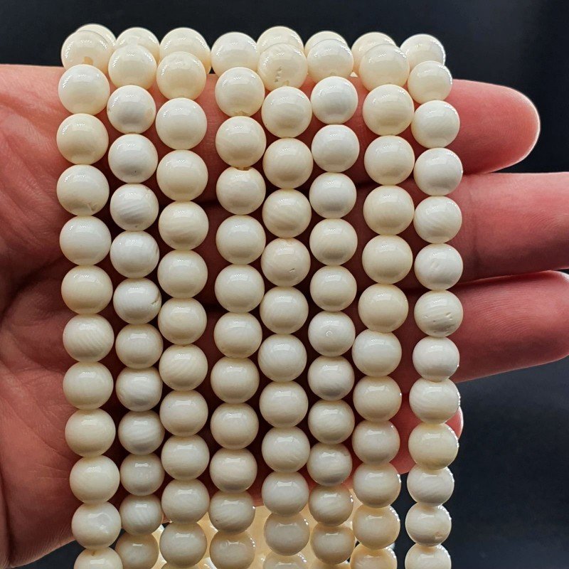 Corallo Beige Perline Forma Tondo Liscio 08mm