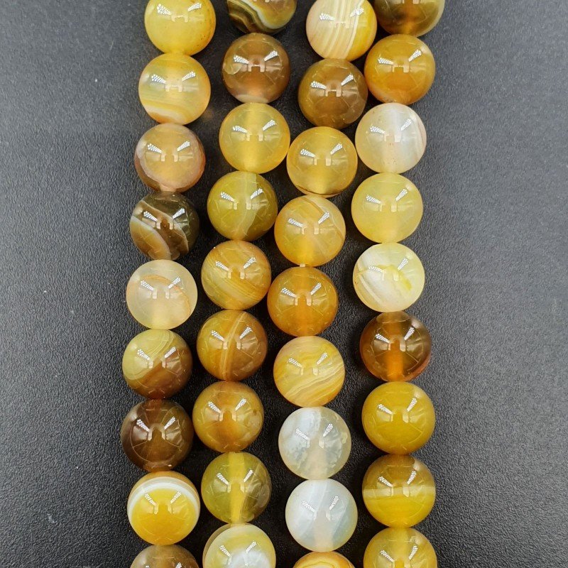 Agata Botswana Pomelo Striata Perline Forma Tondo Liscio 08mm