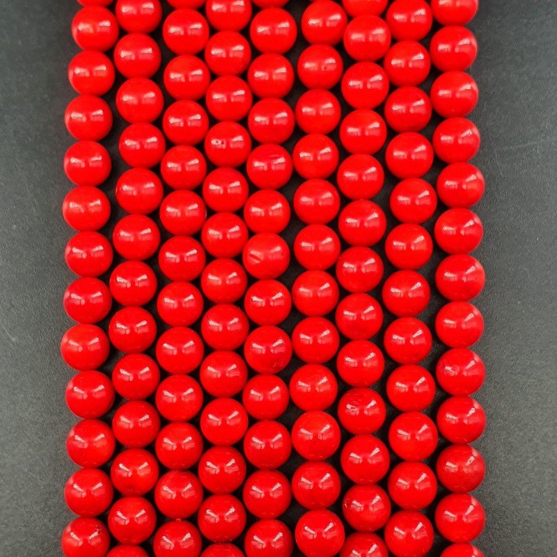 Corallo Bamboo Rosso Perline Forma Tondo Liscio 08mm