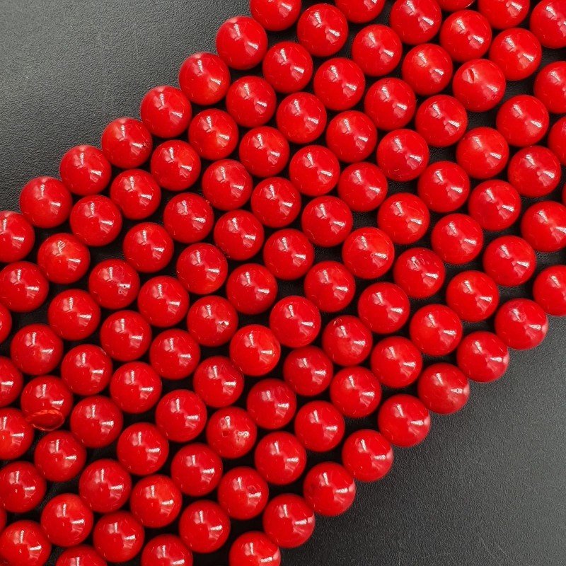 Corallo Bamboo Rosso Perline Forma Tondo Liscio 08mm