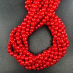 Corallo Bamboo Rosso Perline Forma Tondo Liscio 08mm