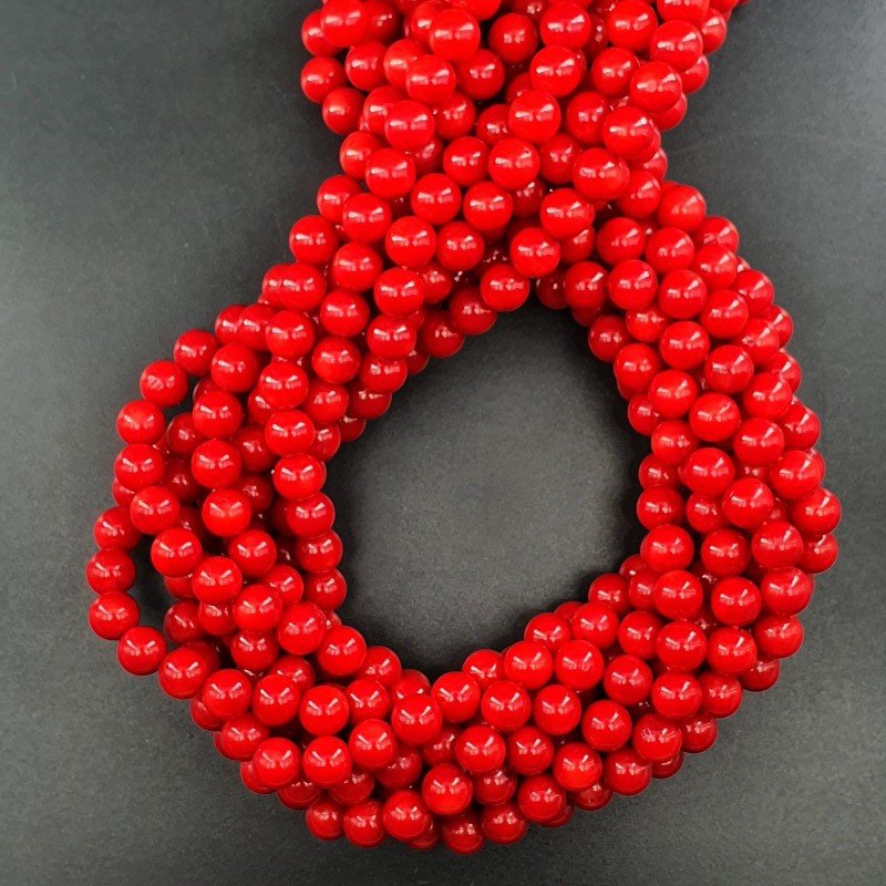 Corallo Bamboo Rosso Perline Forma Tondo Liscio 08mm