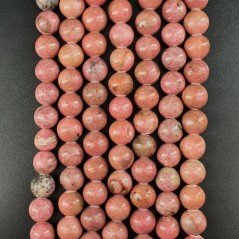 Rodonite Perline Forma Tondo Liscio Satinato-Matte 08mm