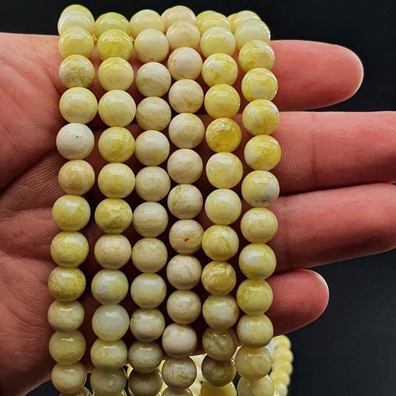 Giada Limone Perline Forma Tondo Liscio 08mm
