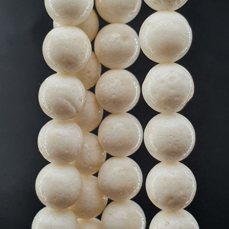 Corallo Bamboo Spugna Bianco Perline Forma Tondo Liscio 08mm