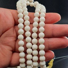 Corallo Bamboo Spugna Bianco Perline Forma Tondo Liscio 08mm
