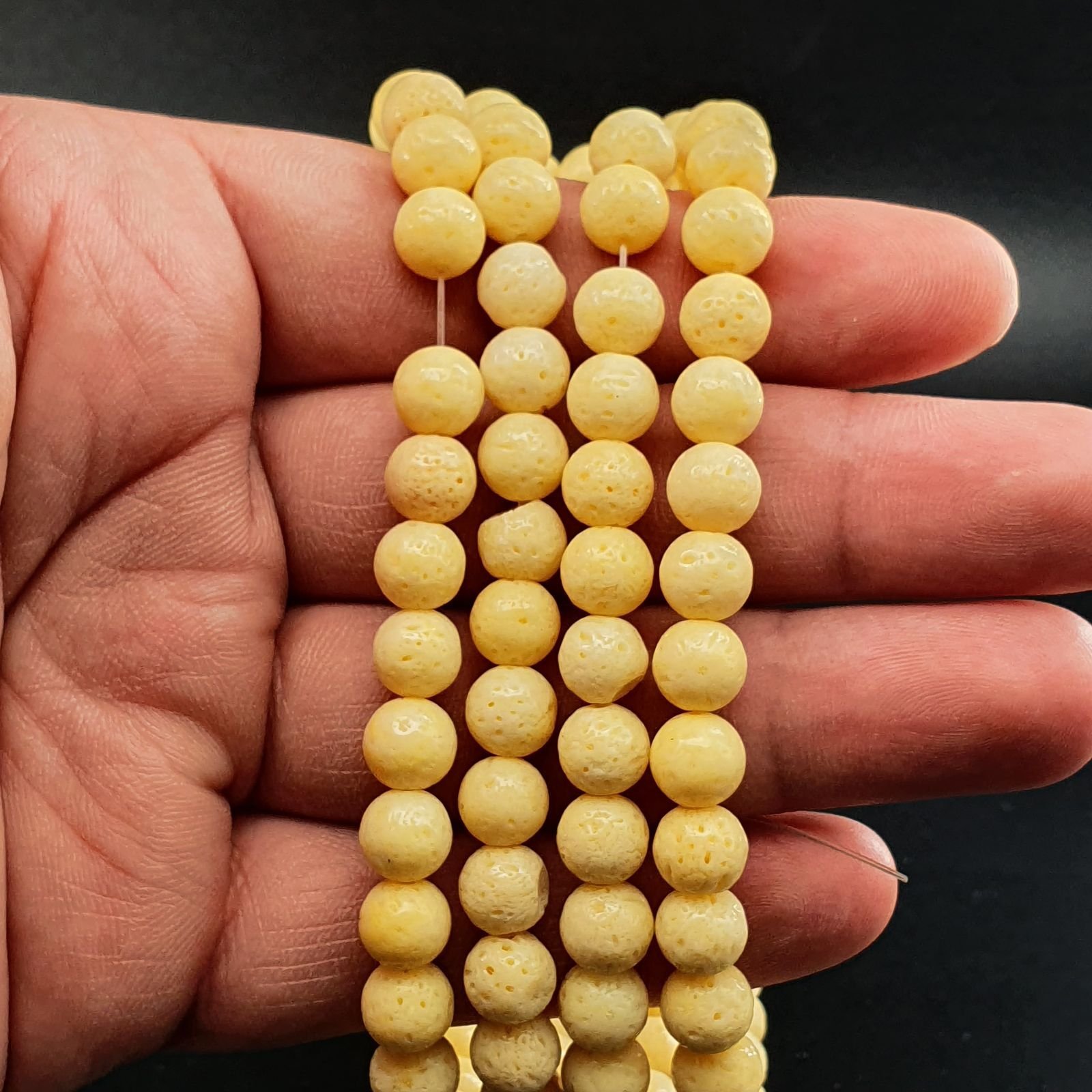 Corallo Bamboo Spugna Giallo Perline Forma Tondo Liscio 08mm