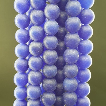 Giada Blu Scuro Satinato-Matte Perline Forma Tondo Liscio 06mm
