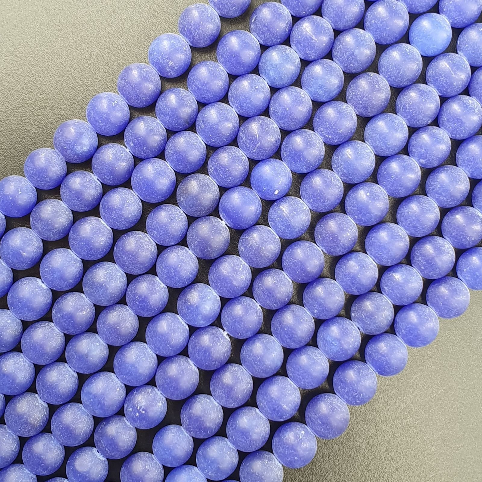 Giada Blu Scuro Satinato-Matte Perline Forma Tondo Liscio 06mm