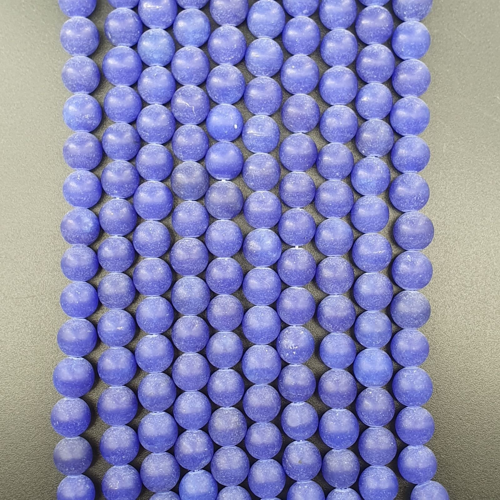 Giada Blu Scuro Satinato-Matte Perline Forma Tondo Liscio 06mm