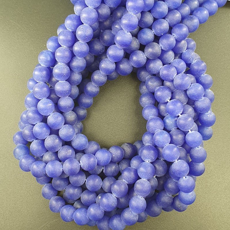 Giada Blu Scuro Satinato-Matte Perline Forma Tondo Liscio 06mm