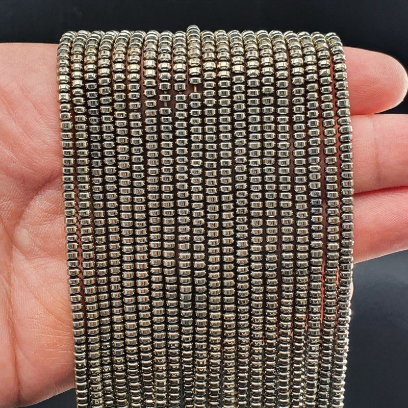 Ematite Perline Forma Rondelle Piatto Liscio 03X02mm - Pirite