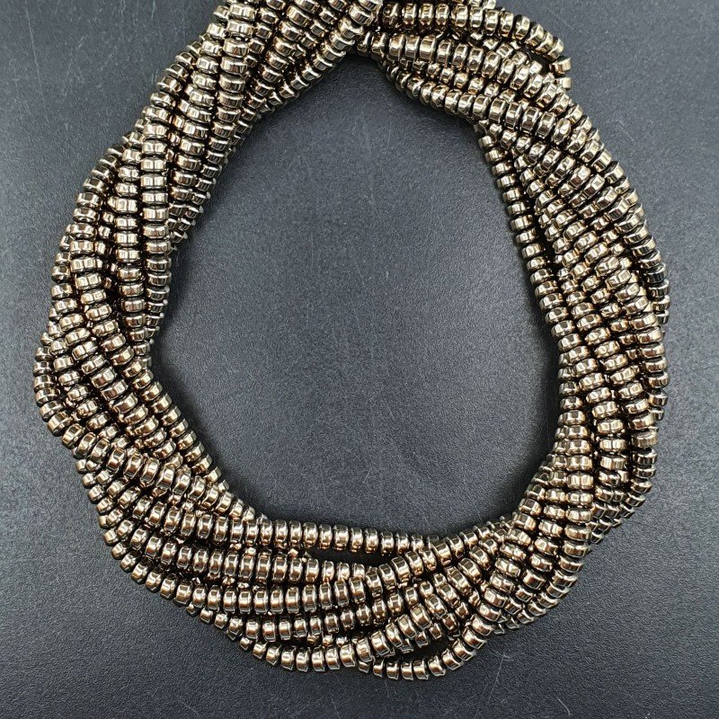Ematite Perline Forma Rondelle Piatto Liscio 03X02mm - Pirite