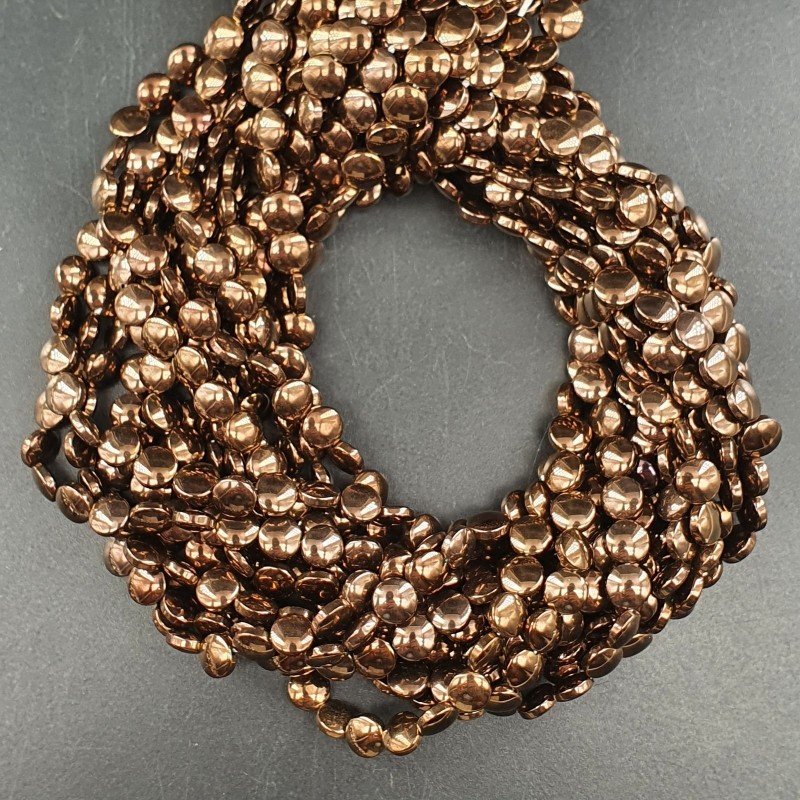 Ematite Bronzato Perline Forma Tondo Piatto Liscio Foro Passante 06mm
