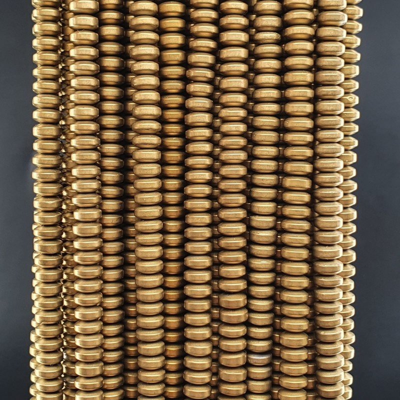 Ematite Dorato Perline Forma Rondelle Liscio Satinato-Matte 04mm